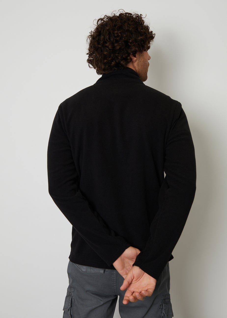 Threadbare Black Blade Quarter Zip Fleece Sweatshirt