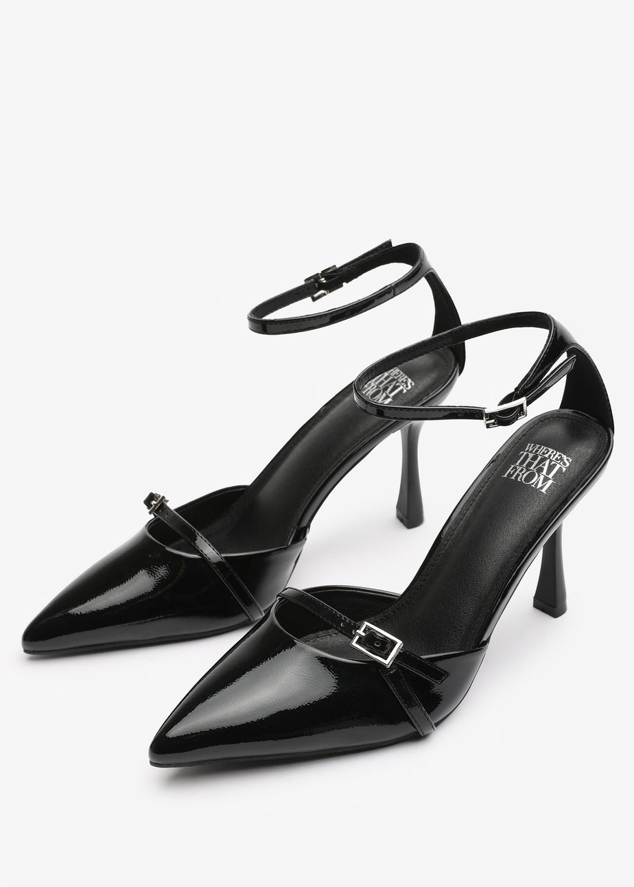 Where's That From Black Jordan Strappy Pointed Toe High Heels