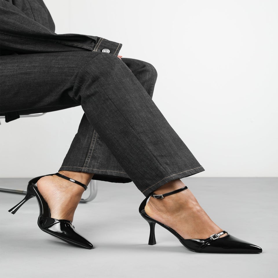 Where's That From Black Jordan Strappy Pointed Toe High Heels