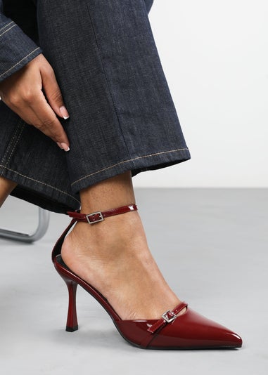Where's That From Deep-Cherry Jordan Strappy Pointed Toe High Heels