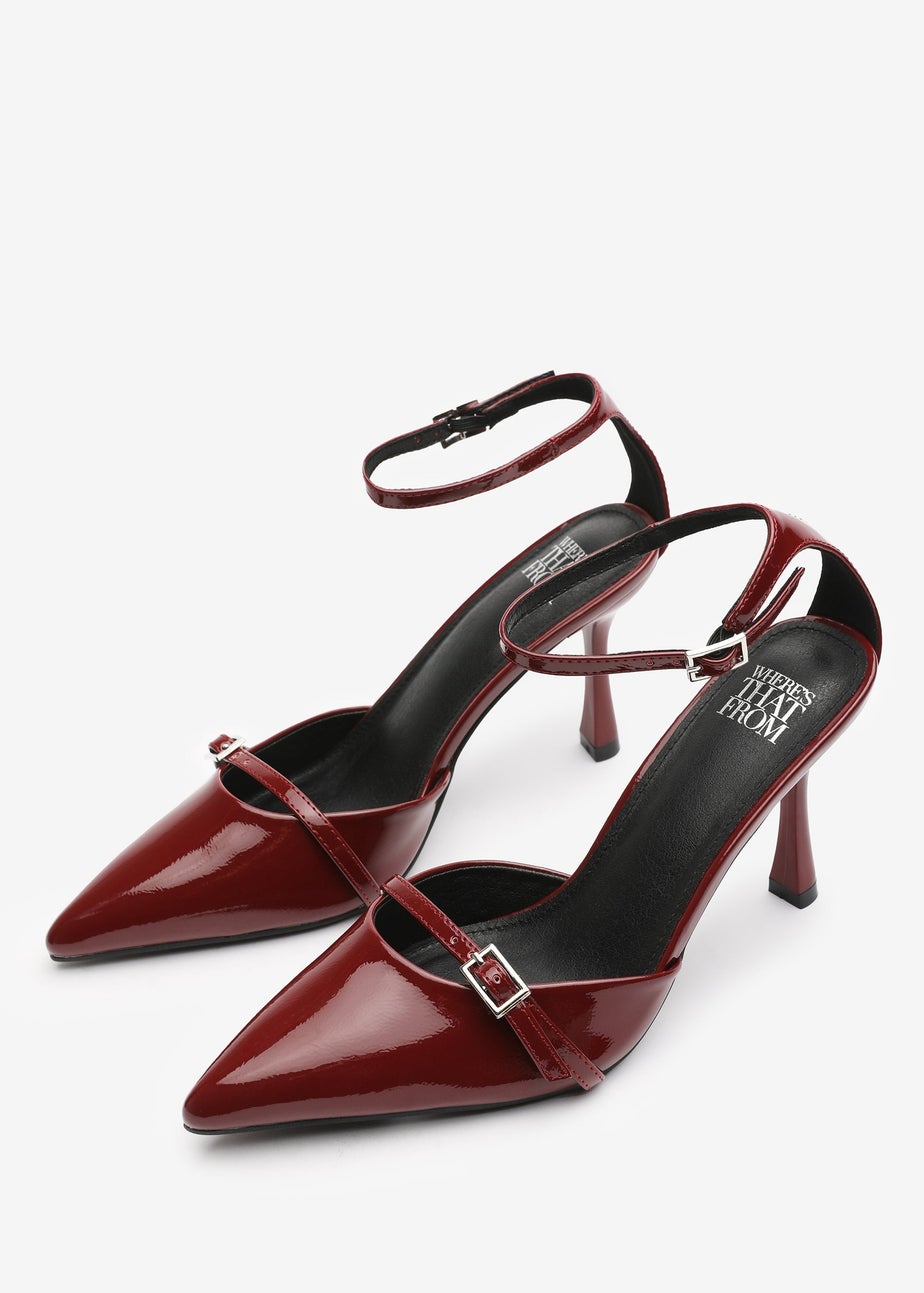 Where's That From Deep-Cherry Jordan Strappy Pointed Toe High Heels