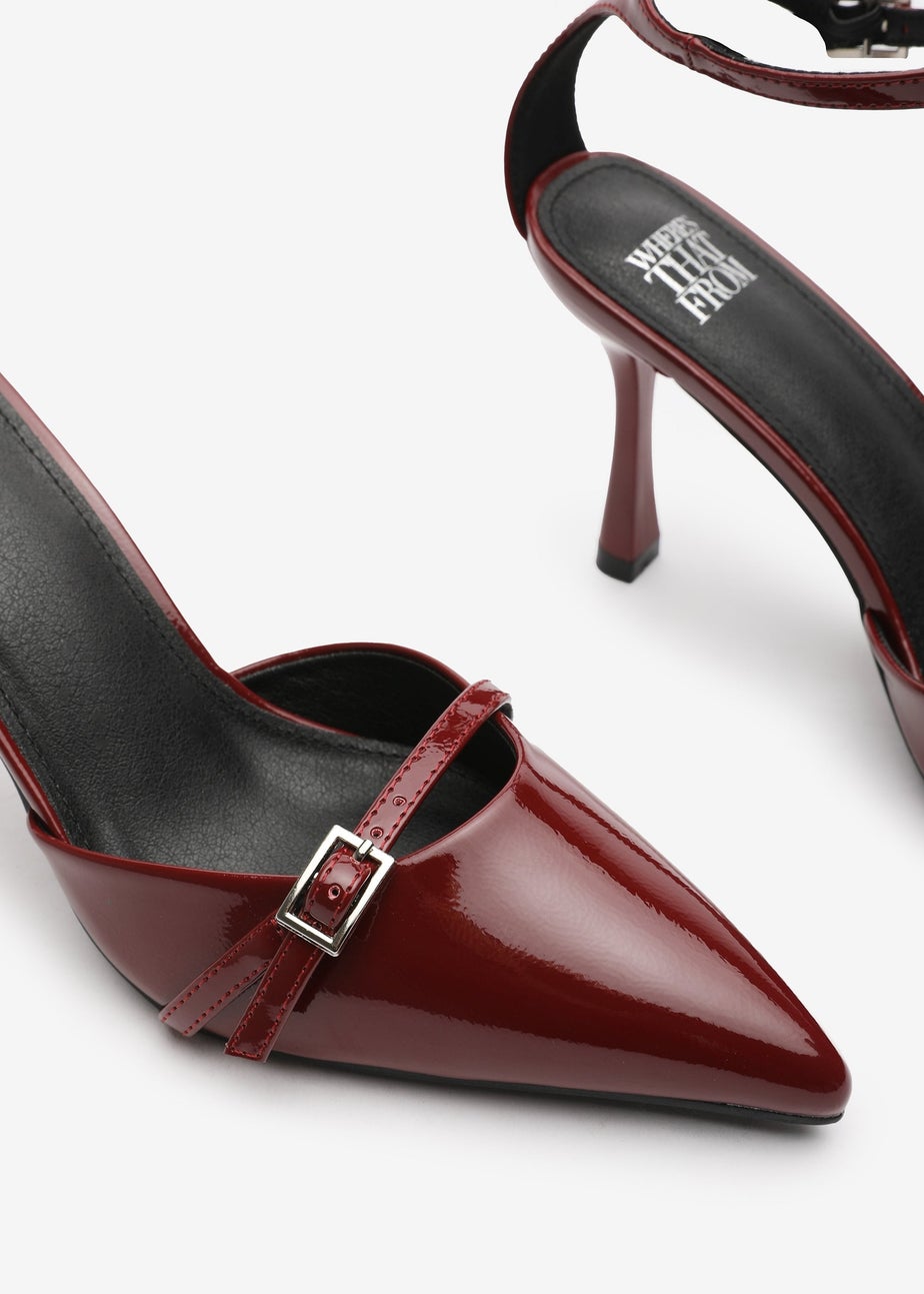 Where's That From Deep-Cherry Jordan Strappy Pointed Toe High Heels