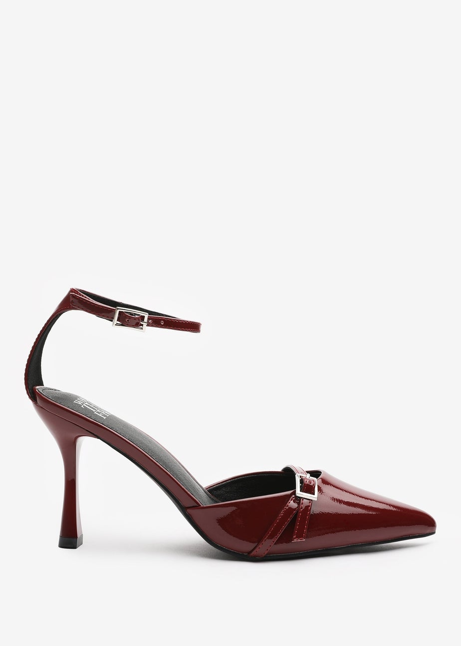 Where's That From Deep-Cherry Jordan Strappy Pointed Toe High Heels