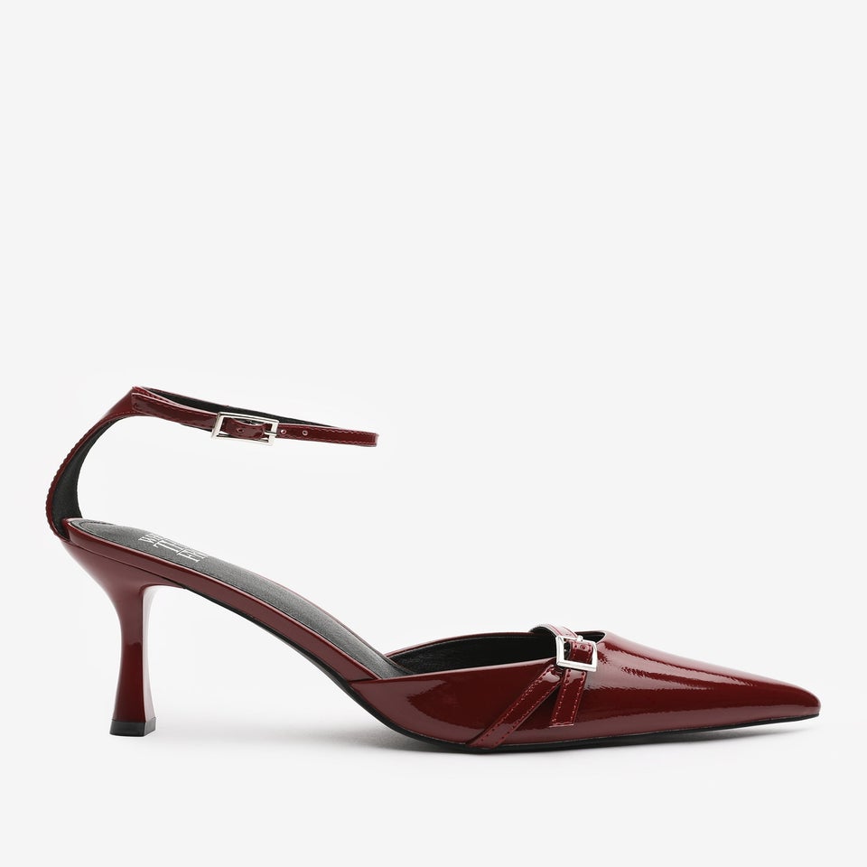 Where's That From Deep-Cherry Jordan Strappy Pointed Toe High Heels