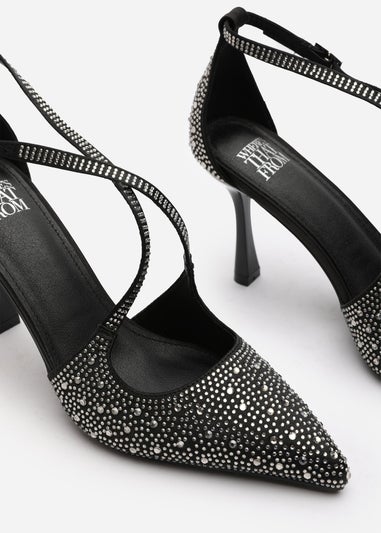 Where's That From Black Kaitlyn Strappy Pointed Toe High Heels