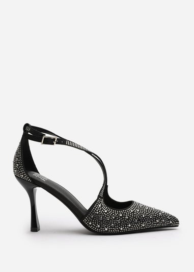 Where's That From Black Kaitlyn Strappy Pointed Toe High Heels
