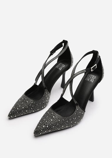 Where's That From Black Kaitlyn Strappy Pointed Toe High Heels