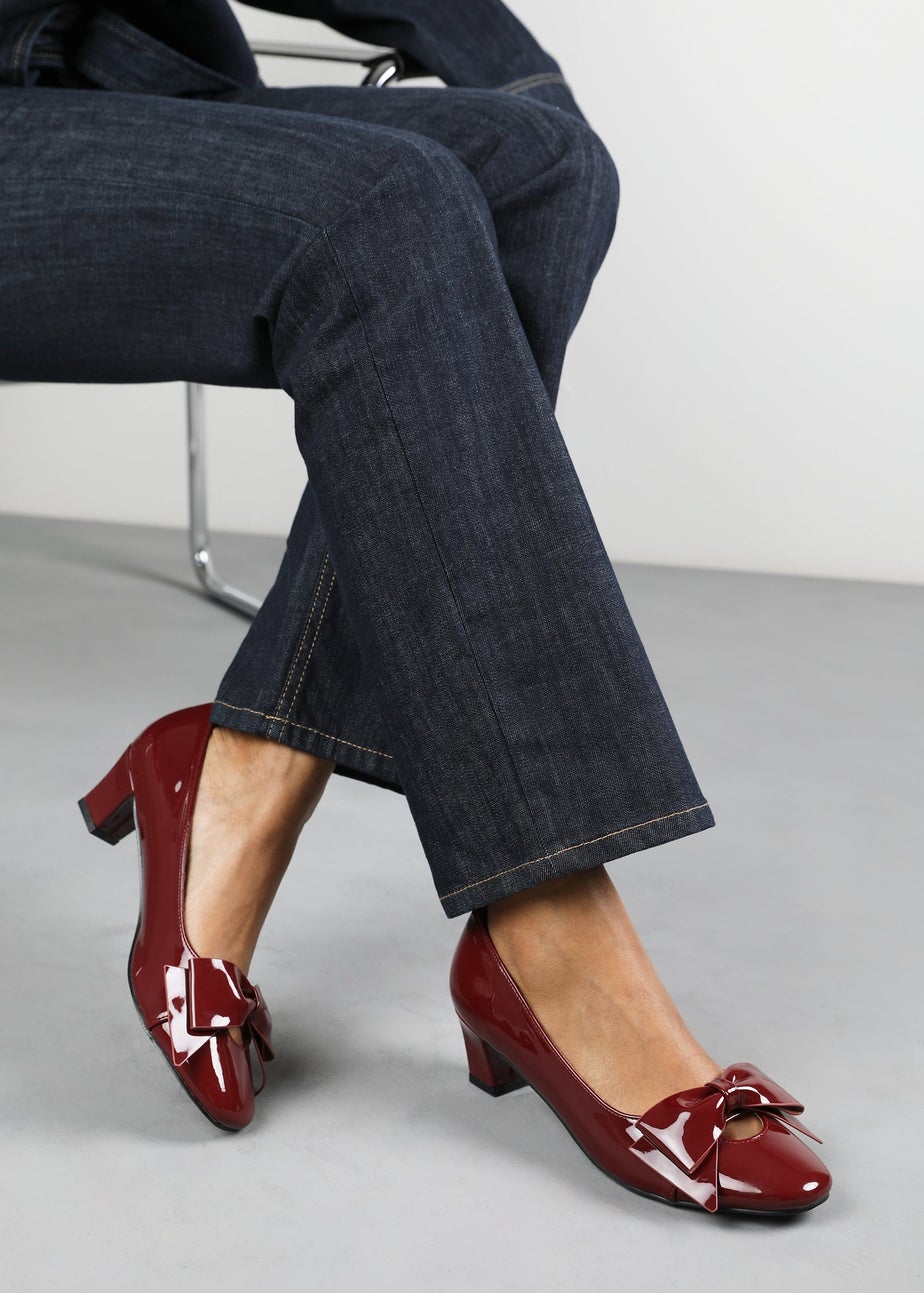 Where's That From Georgia Cherry Patent Wide Fit Court Shoes