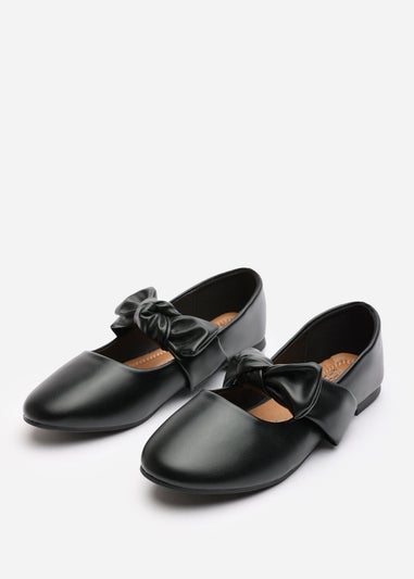 Where's That From Gabriella Bow Strap Ballet Flats in Black