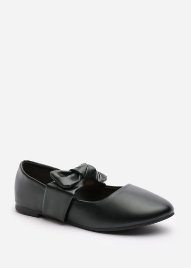 Where's That From Gabriella Bow Strap Ballet Flats in Black