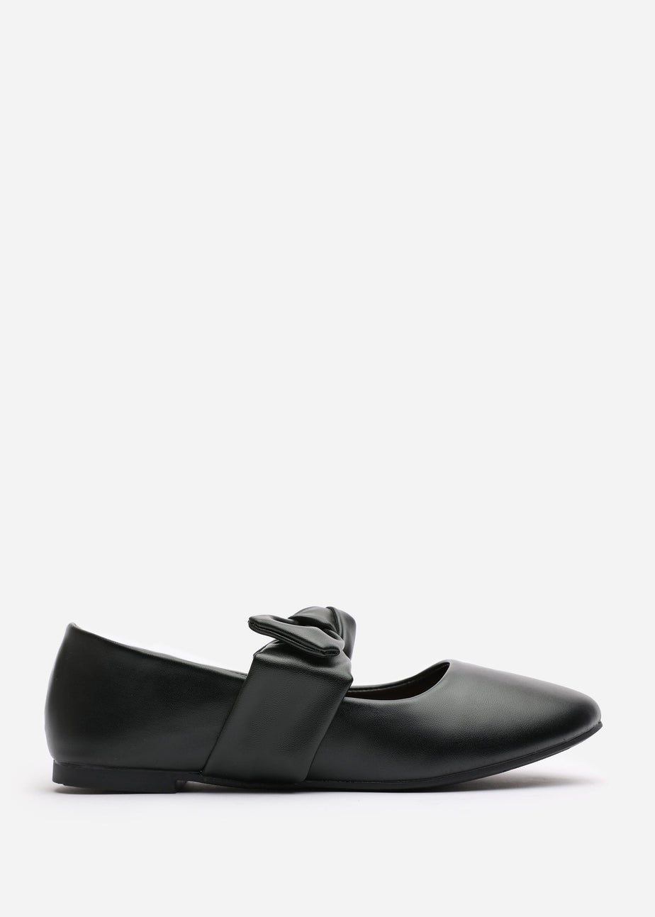 Where's That From Gabriella Bow Strap Ballet Flats in Black