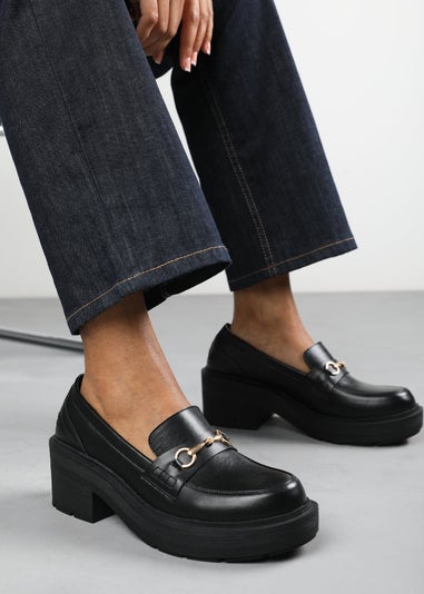 Where's That From Holly Wide Fit Black Chunky Loafers