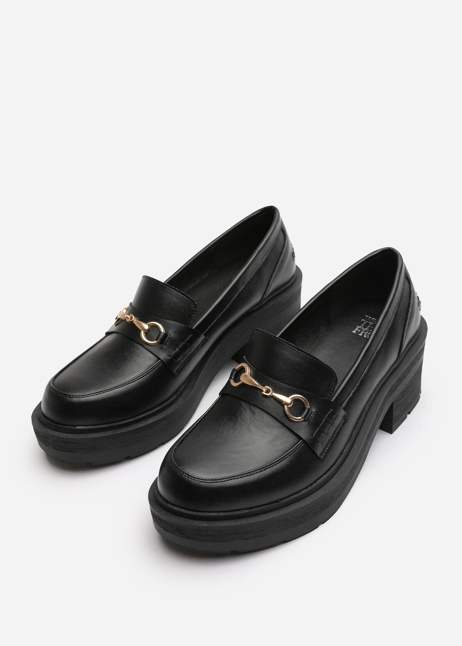 Where's That From Holly Wide Fit Black Chunky Loafers