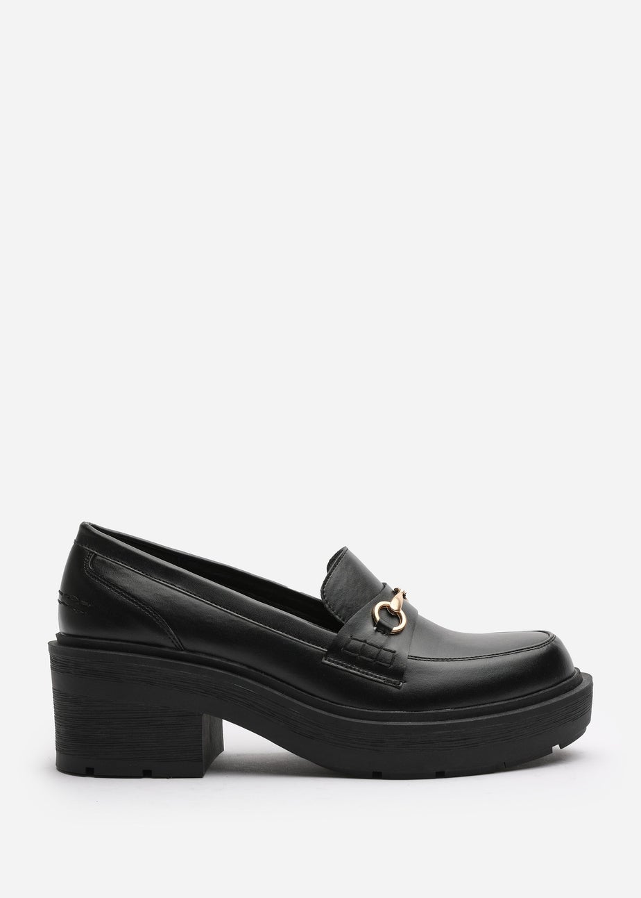 Where's That From Holly Wide Fit Black Chunky Loafers