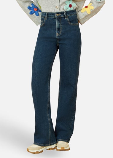 Yumi Blue Dark Wash Stretch Wide Leg Jeans