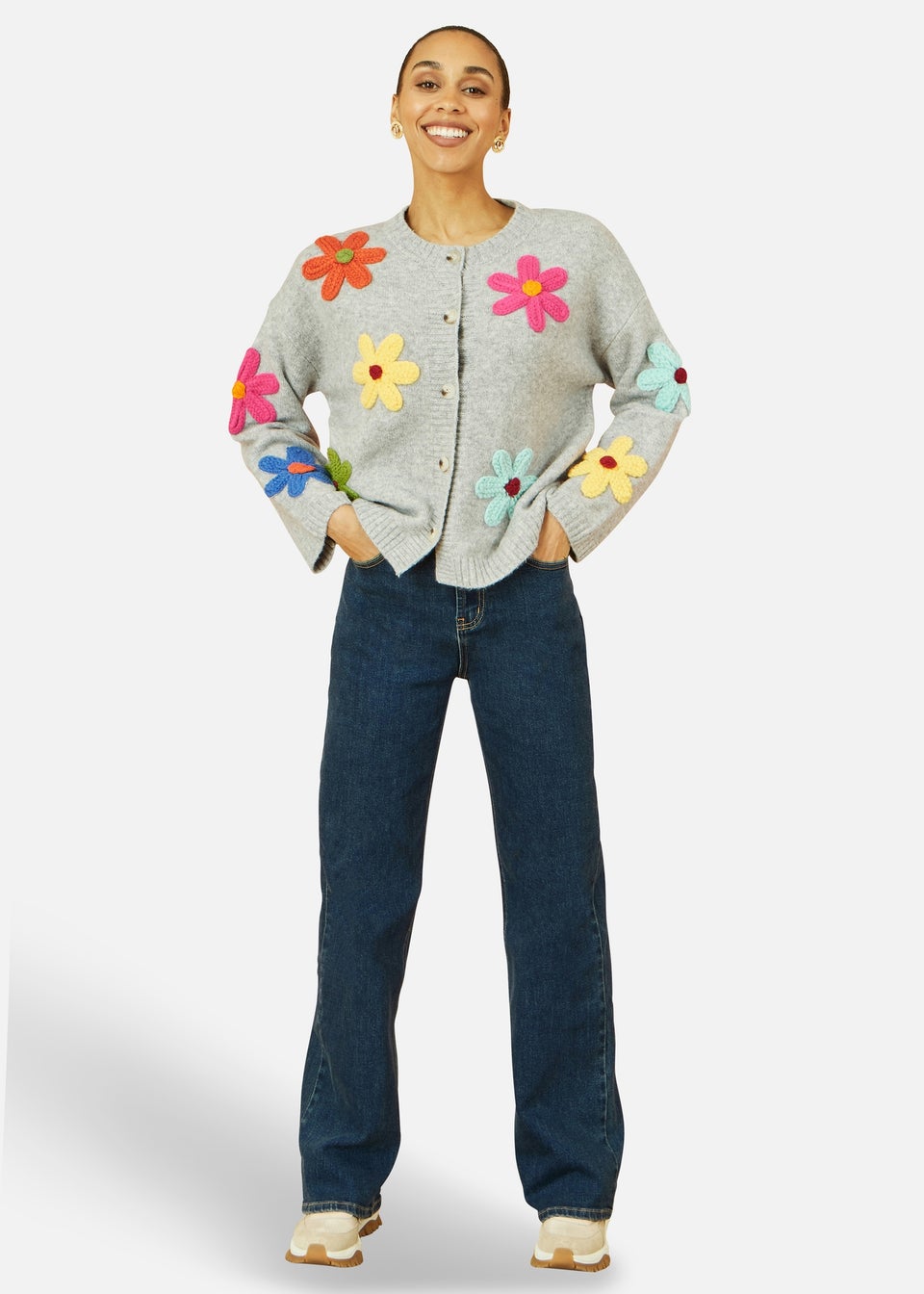 Yumi Blue Dark Wash Stretch Wide Leg Jeans