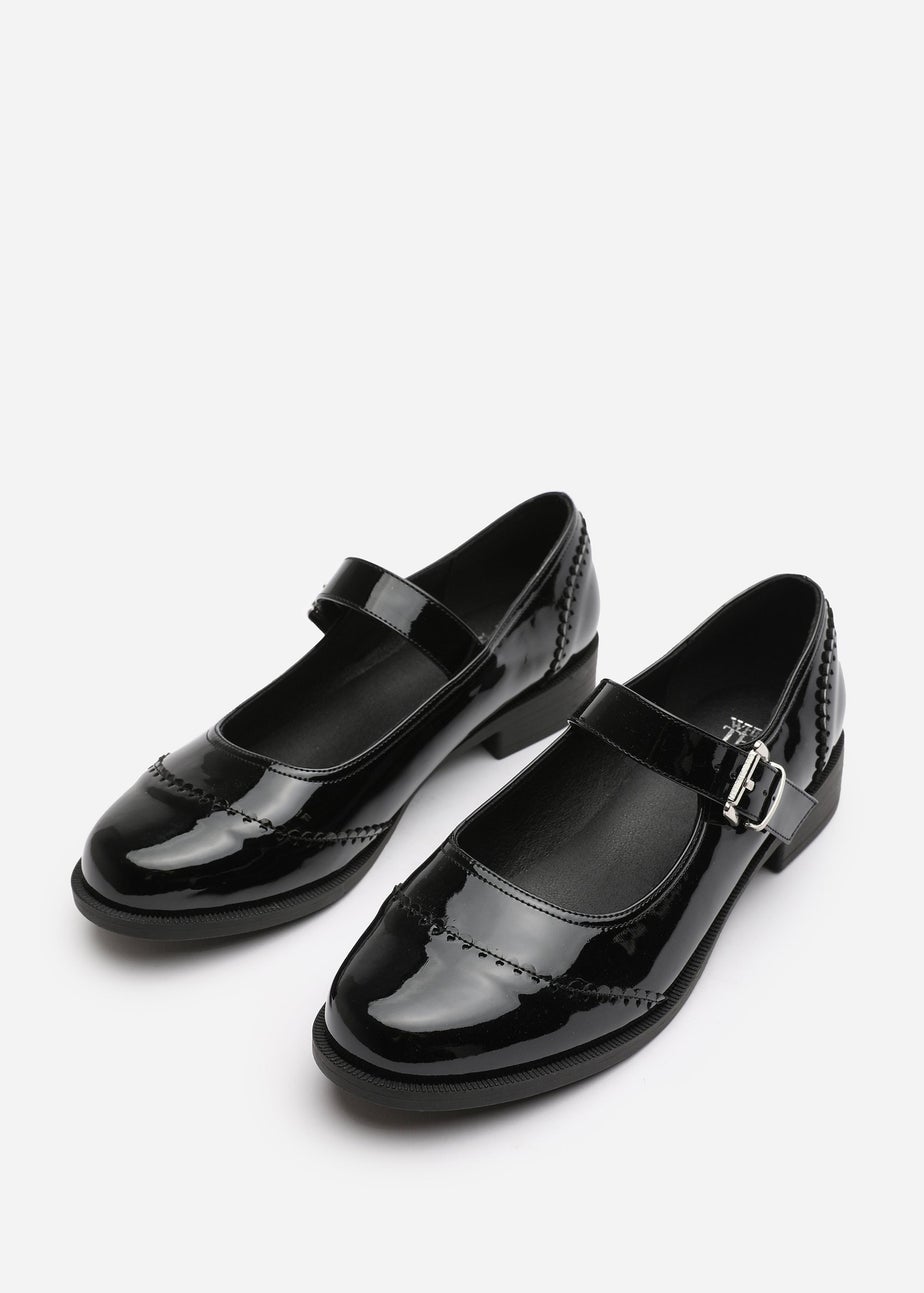 Where's That From Marissa Black Patent Wide Fit Mary Jane Pumps