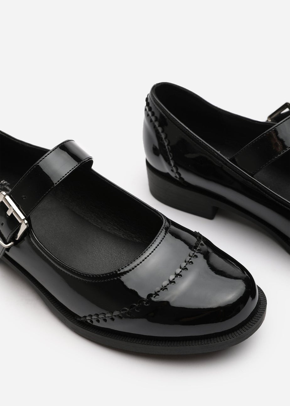 Where's That From Marissa Black Patent Wide Fit Mary Jane Pumps