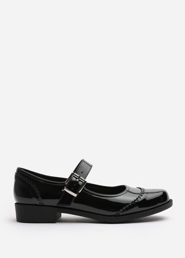 Where's That From Marissa Black Patent Wide Fit Mary Jane Pumps