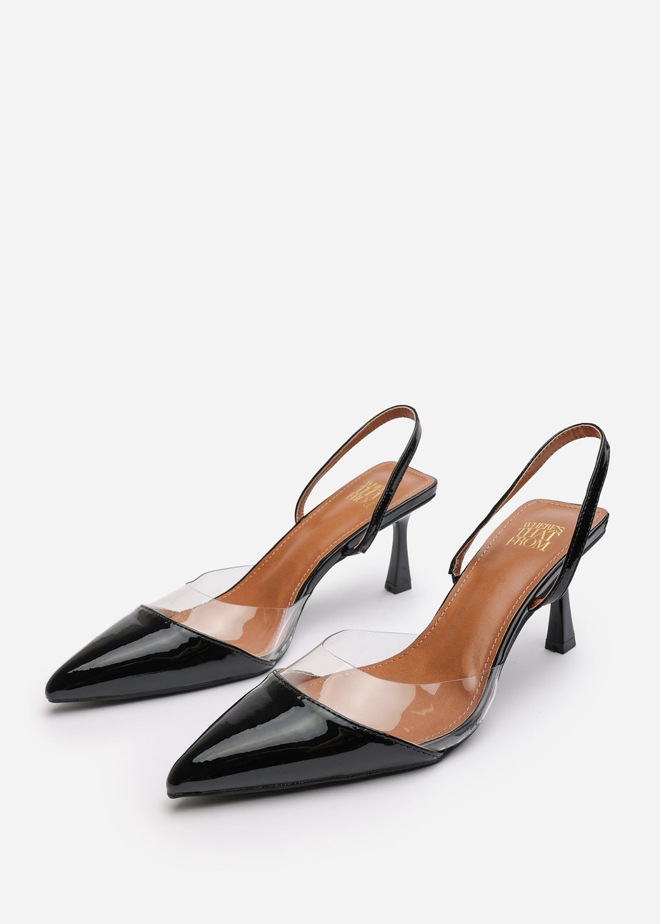 Where's That From Paige Clear Strap Slingback Heels In Black