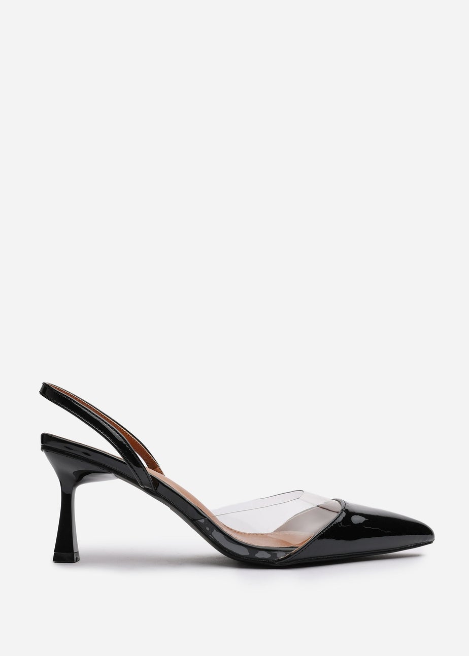 Where's That From Paige Clear Strap Slingback Heels In Black