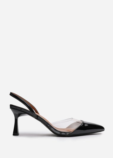 Where's That From Paige Clear Strap Slingback Heels In Black
