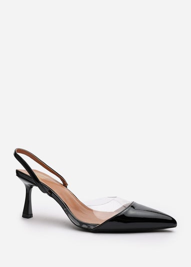 Where's That From Paige Clear Strap Slingback Heels In Black