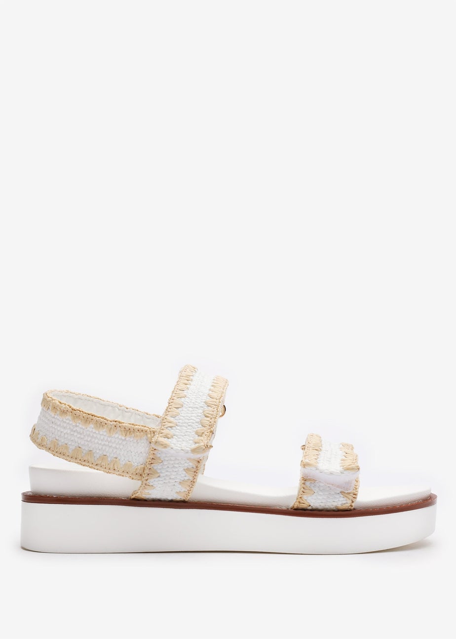 Where's That From Telma White Flatform Sandals With Velcro Straps