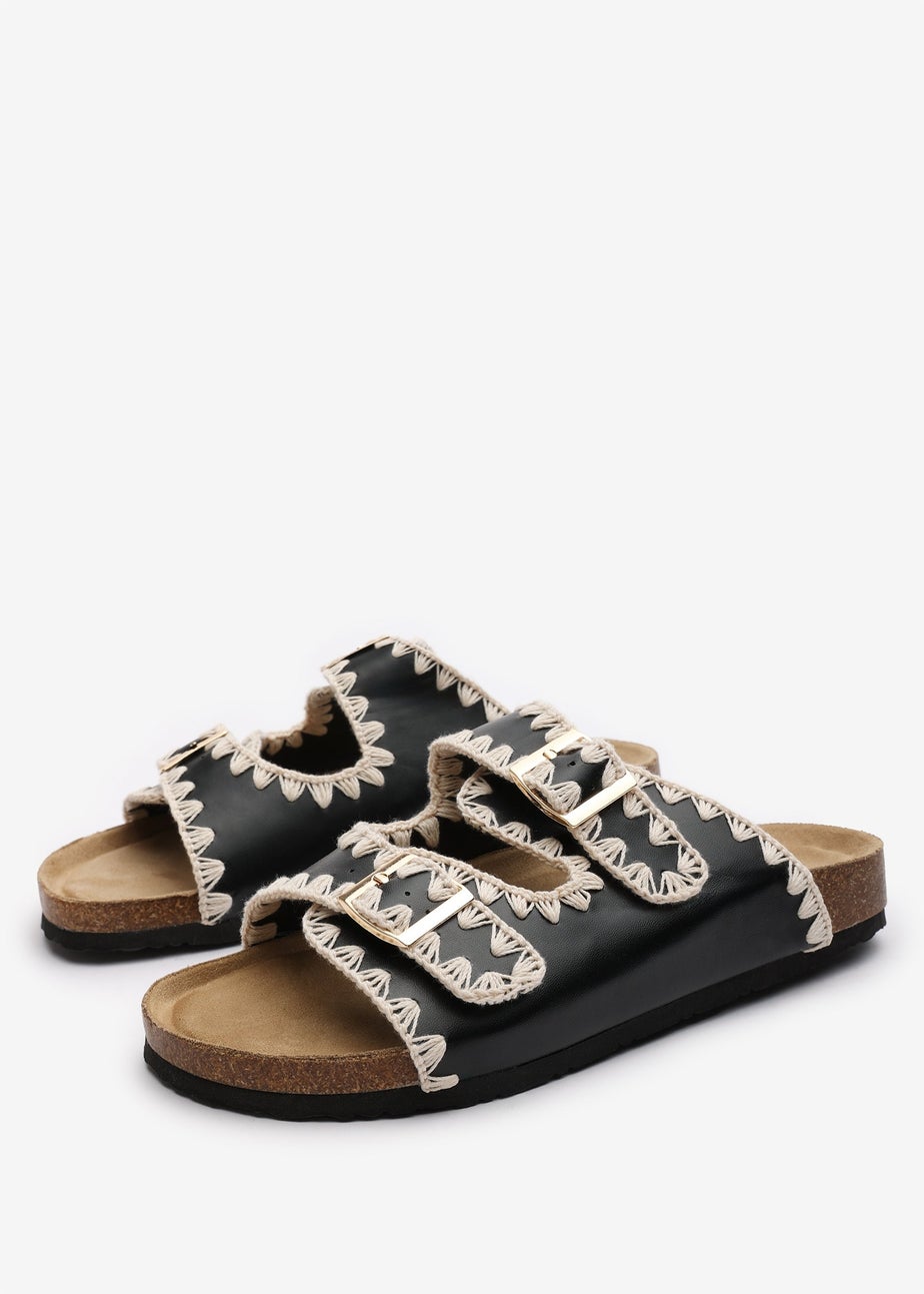 Where's That From Aaliyah Black Chunky Flatform Sandals With Cutouts