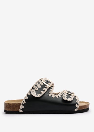Where's That From Aaliyah Black Chunky Flatform Sandals With Cutouts