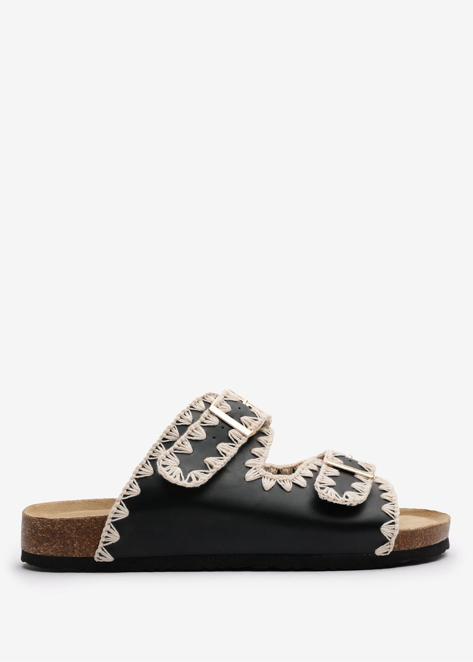 Where's That From Aaliyah Black Chunky Flatform Sandals With Cutouts