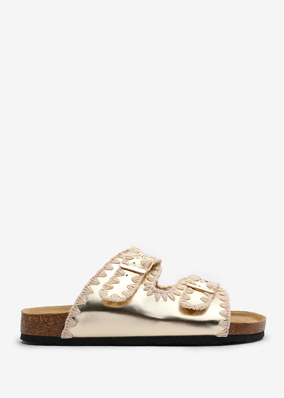 Where's That From Aaliyah Gold Chunky Flatform Sandals With Cutouts