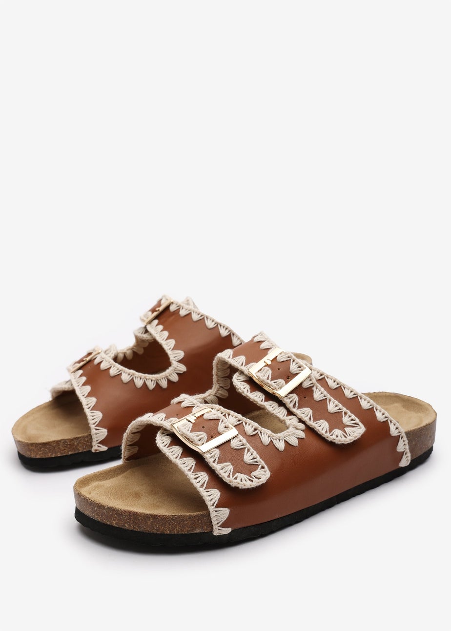 Where's That From Aaliyah Tan Chunky Flatform Sandals With Cutouts