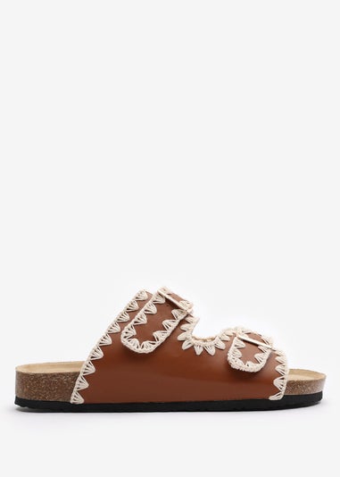Where's That From Aaliyah Tan Chunky Flatform Sandals With Cutouts
