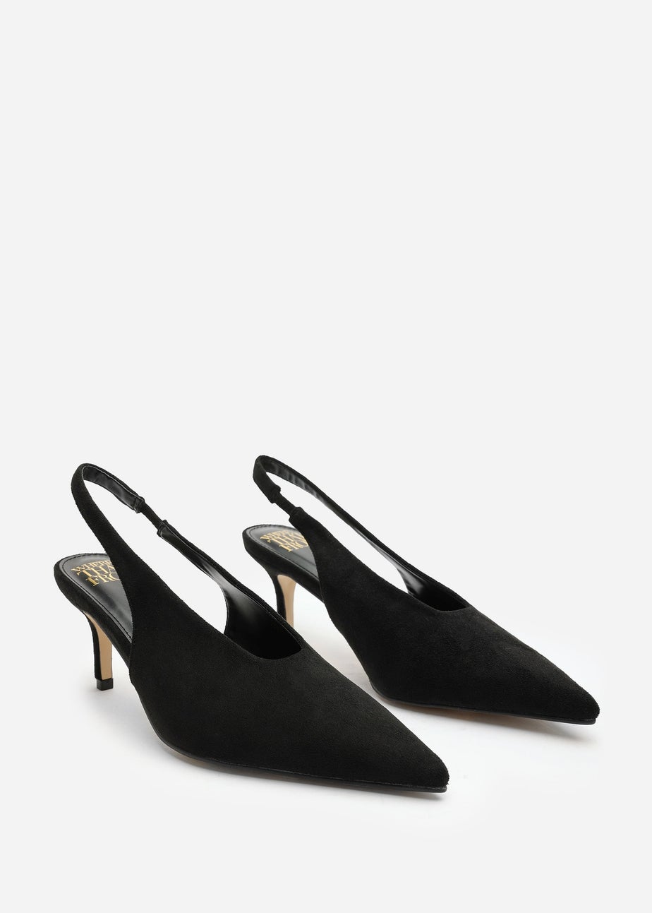 Where's That From Mira Pointed Slingback Kitten Heels In Black