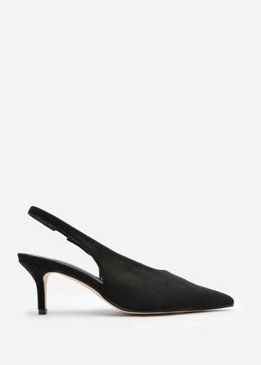 Where's That From Mira Pointed Slingback Kitten Heels In Black