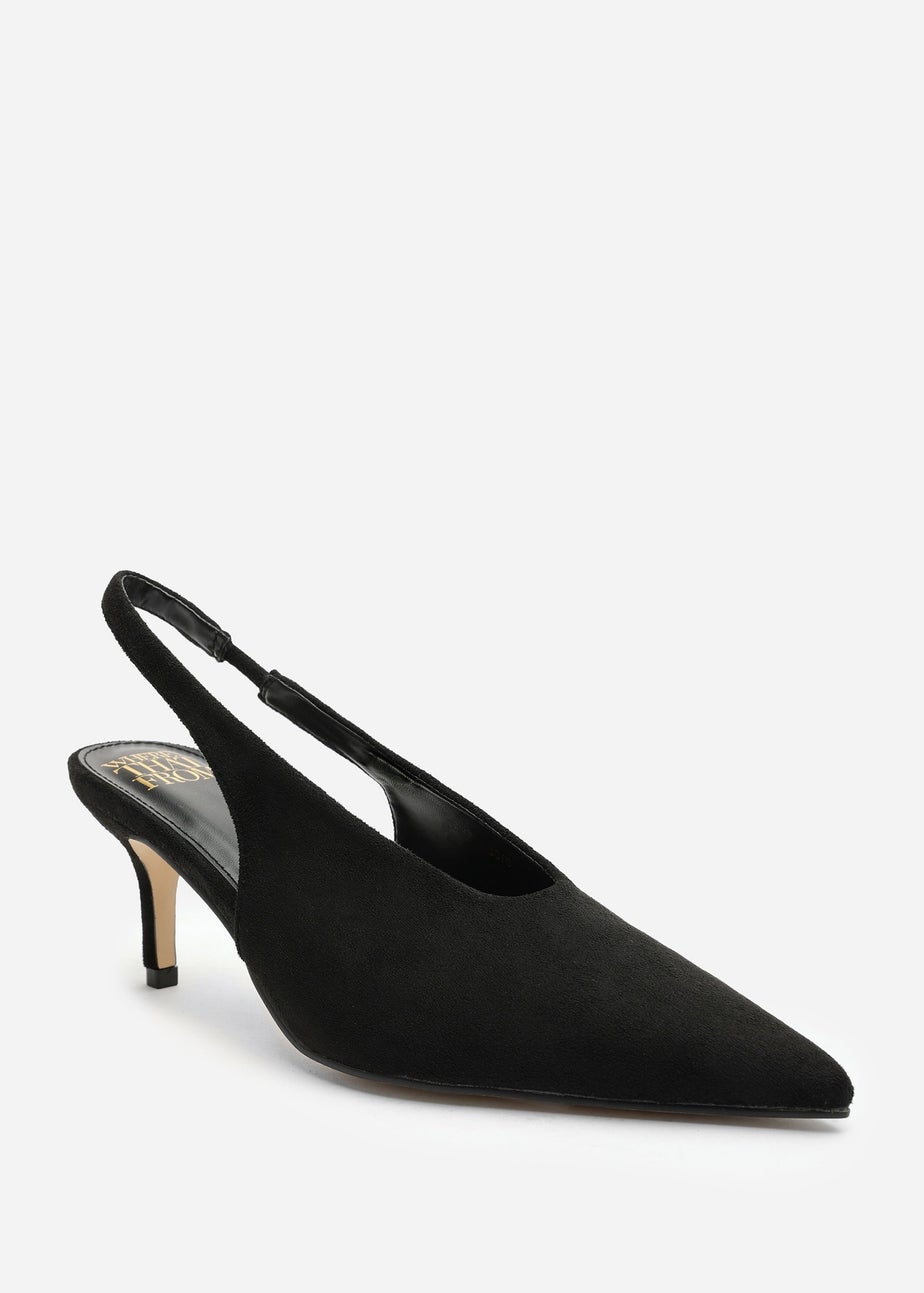 Where's That From Mira Pointed Slingback Kitten Heels In Black