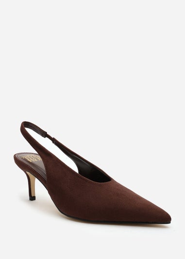 Where's That From Mira Pointed Slingback Kitten Heels In Brown