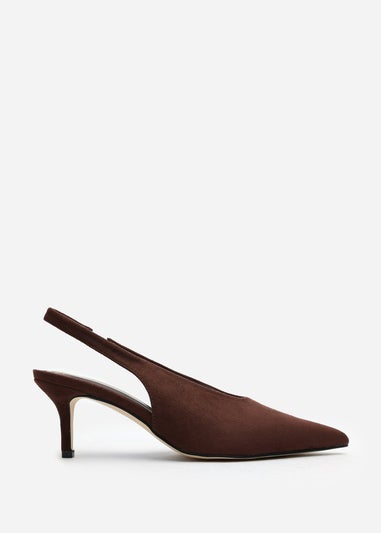 Where's That From Mira Pointed Slingback Kitten Heels In Brown