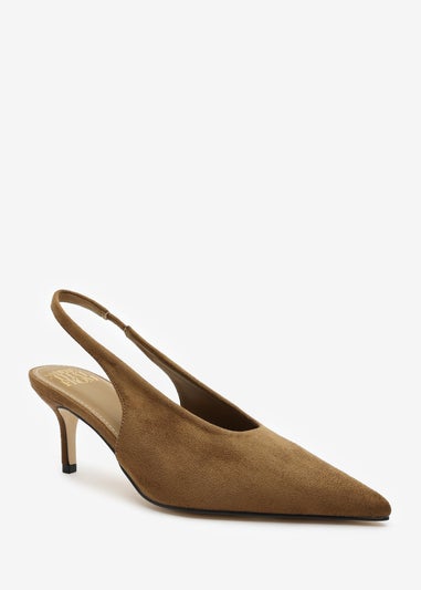 Where's That From Mira Pointed Slingback Kitten Heels In Khaki