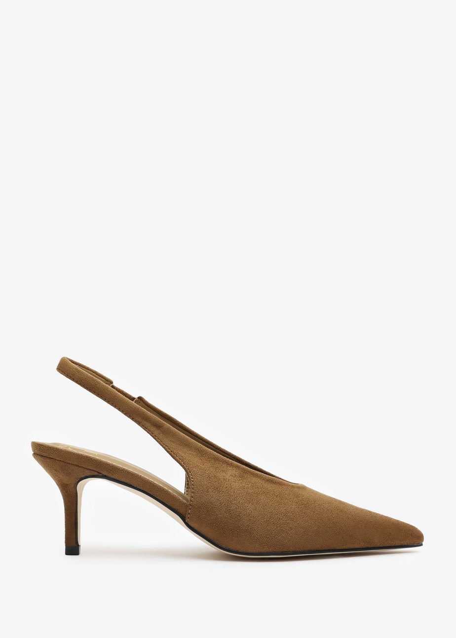Where's That From Mira Pointed Slingback Kitten Heels In Khaki