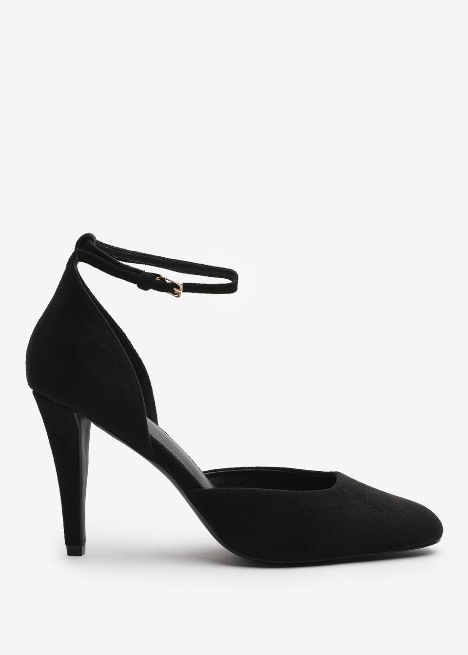 Where's That From Piper Black Suede Ankle Strap Heels
