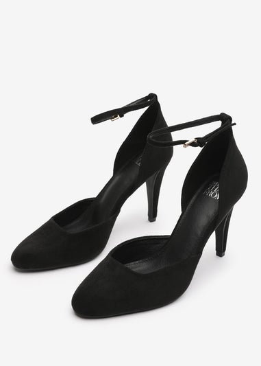 Where's That From Piper Black Suede Ankle Strap Heels