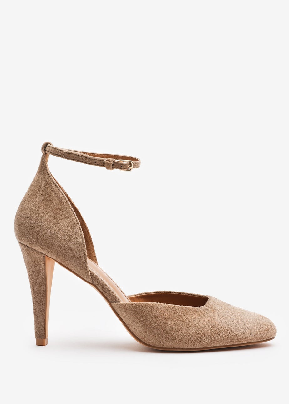 Where's That From Piper Camel Suede Ankle Strap Heels