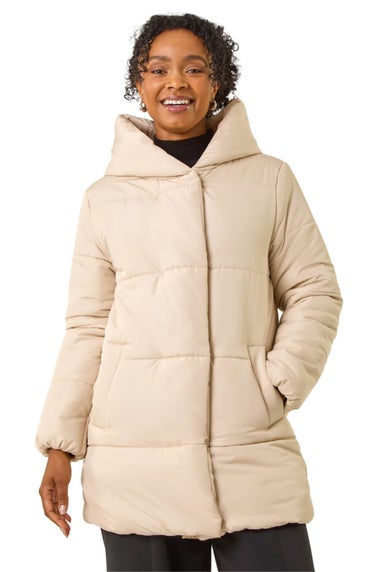 Roman Stone Petite Hooded Quilted Puffer Coat