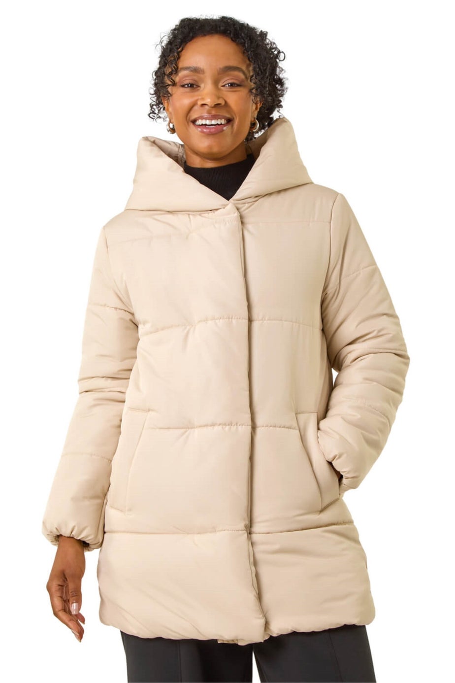 Roman Stone Petite Hooded Quilted Puffer Coat