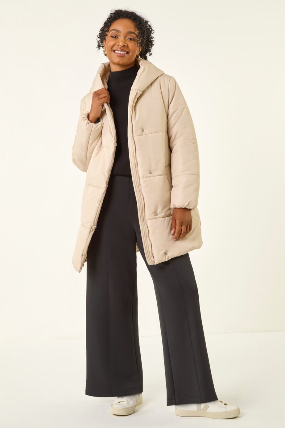 Roman Stone Petite Hooded Quilted Puffer Coat