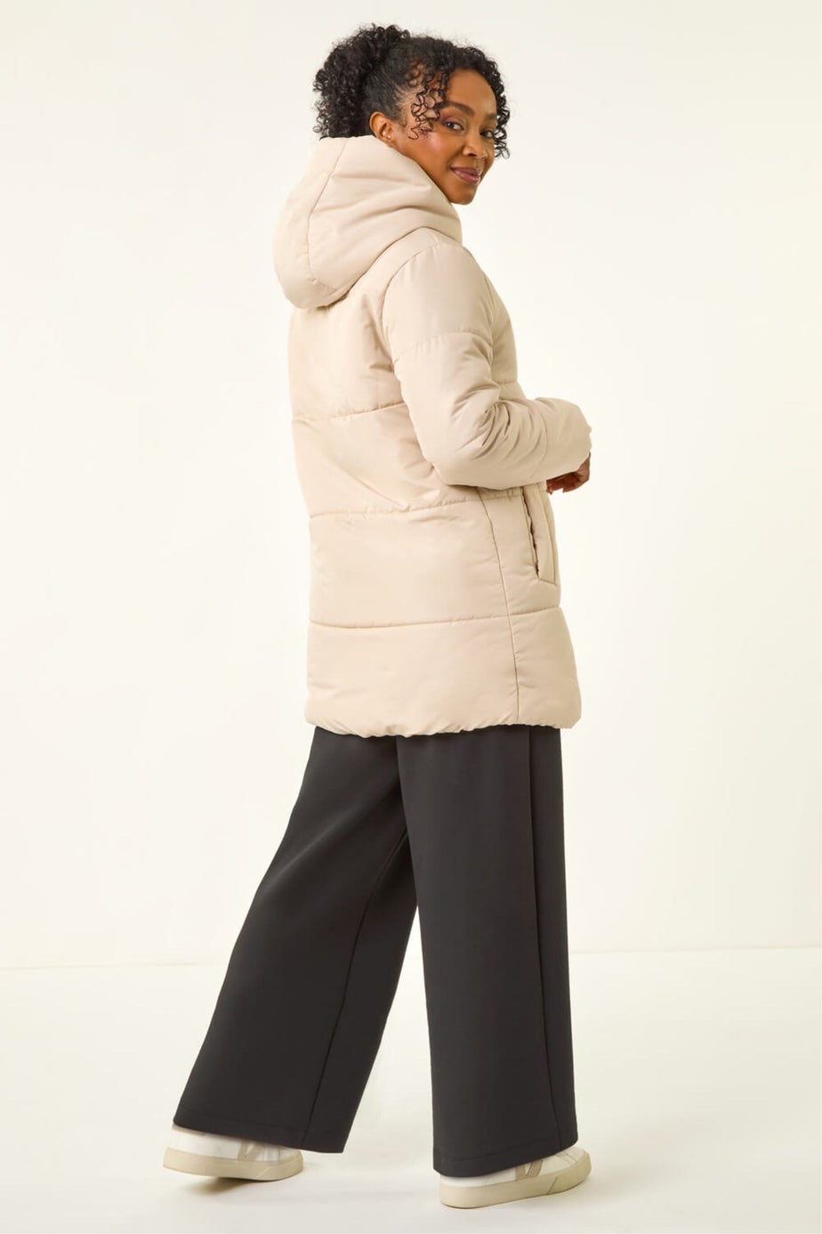 Roman Stone Petite Hooded Quilted Puffer Coat