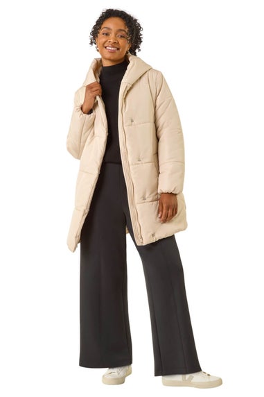 Roman Stone Petite Hooded Quilted Puffer Coat