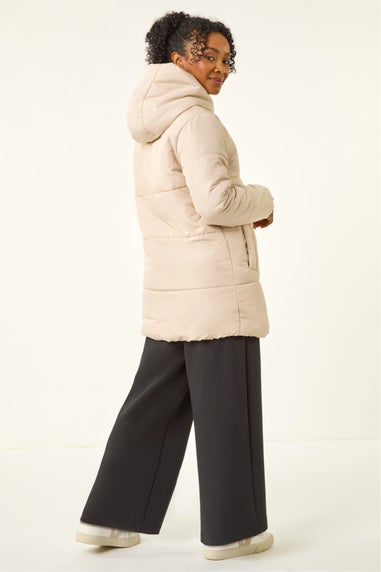 Roman Stone Petite Hooded Quilted Puffer Coat